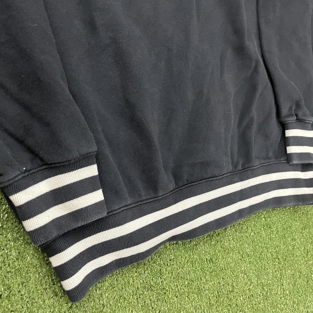 Vintage Navy Crewneck Sweater with White Stripe Trim - Picture 3 of 4